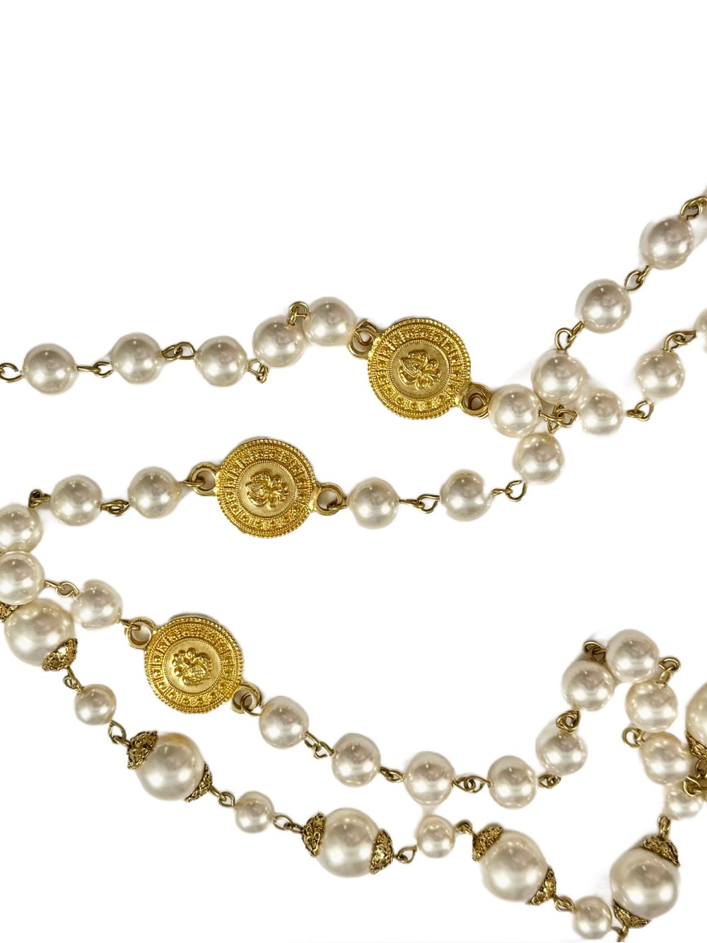 Gold and White Faux Pearl Italian  Necklace/Belf Elegant Women's Costume Jewelry